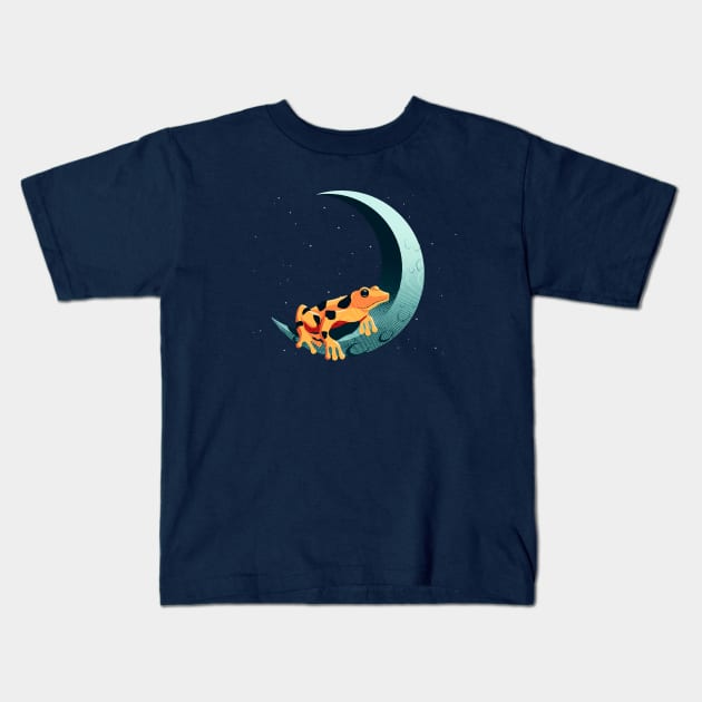 Frog on Moon Kids T-Shirt by asitha